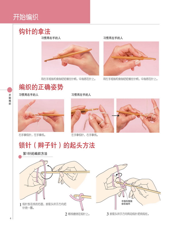宝库编织系列:全图解钩针编织入门:钩针的拿法