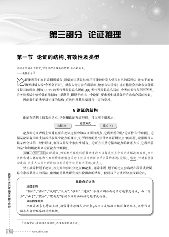 考试专业教材:行政职业能力测验:第一节 论证的