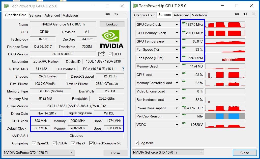 技嘉GTX1070Ti GAMING与索泰GTX1070Ti至