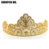 Новый Прибытие Золотой цветок Свадебные короны Rhinestone Tiaras Женщины Свадебные аксессуары для волос Аксессуары красоты Queen S