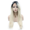 Long Straight Ombre Blonde Two Tone Lace Front Wig
