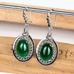 Natural turquoise earrings 925 sterling silver ear hooks natural green agate round earrings green ear studs