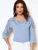 Blusa De Mujer Patchwork De Encaje O Cuello Superior