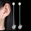 Classic Long Drop Earrings Bridal Party Wedding Jewelry for Women CZ Crystal Imitation Pearl Exaggerated Eardrop WHK44