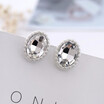 New Gold silver fashion of high-end oval glass ear clip girl gifts crystal earrings jewelry clip earings for non pierced ears