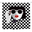 Sunglasses Girl Polyester Shower Curtain Bathroom Curtain High Definition 3D Printing Water-Proof