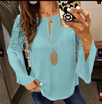 European&American ladies blouse with pure colored irregular hem
