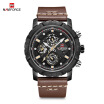 Naviforce 9139 Male Quartz Watch 6 Pointers Week Date Leather Band Wristwatch