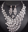 new nice luxury fashion exaggerated crystal flashing diamond necklace earrings set dress party bride female accessories