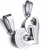 I love you 1 pair of mens&womens stainless steel chain black heart couple necklace fashion trend matching pendant pendant