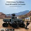 Fayee FY001B 116 24GHz 4WD 480P Wifi FPV Cámara 3000G Carga Neumático de nieve Camión militar Campo traviesa RC Car Tracker con luces LED