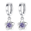 Classic Hoop Earrings Cubic Zirconia Flower Pendants Earring For Women Female Party Jewelry Anniversary Gift J77