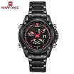 Naviforce Nf9050 Dual Movt Men Quarz Watch Analog Digital Led Wristwatch Calendar Watches Stainless Steel Strap