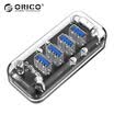 ORICO USB30 transparent splitter 4-port HUB hub multi-interface expansion converter laptop one for four hub extension cable with dual power supply port F4U
