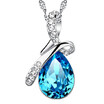 Blue Water Drop Pendant Necklaces Fashion Jewelry For Women Anniversary Gift Austrian Crystal Accessories 93