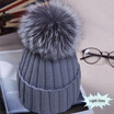 Newest Large Ball Womens Hat Winter Warm Fox 15cm Fur Pom Knit Berets Ski Casual Pop Cap Bobble