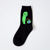 1 Pair Autumn Winter Women Cotton Socks Art Funny Alien Planet Creative Funny Cartoon Cat Breathable Socks