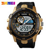 SKMEI Mens Waterproof Sport Army Alarm Date Analog Digital Black Wrist Watch