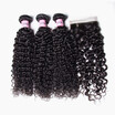 UNice Hair Icenu Remy Hair Series Brazilian Curly Human Hair Bundles with Lace Closure Free Part 100 Remy Hair Weave 4 Bundles