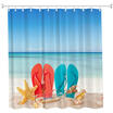 Couple Beach Shoes Polyester Shower Curtain Bathroom Curtain High Definition 3D Printing Water-Proof