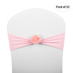 10pcs Wedding Chair Sashes Bows Elastic Spandex Chair Sash Covers with Pink Flower Wedding Banquet Supplies Decorations--Black