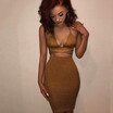 Sexy Shiny Strap Dress Set Crop Tops Slim Hip Mini Dress Women Party Nightclub Lace-up Bandage Bling Lady Cloth