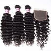 UNice Hair Icenu Remy Hair Series Brazilian Deep Wave Human Hair 4 Bundles with Lace Closure Free Part Wholesale Bulk