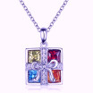 Bluestar Pendant Necklace Sterling Silver Swiss Blue Topaz Phenix &Four Color Gemstone Fine Jewelry Gift for Women