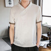 Mens Linen Short Sleeve Summer Solid Shirts Casual Loose Soft V Neck Tops Tee Mens Linen Short Sleeve Summer Solid Shirts Casual Loose Soft V Neck Tops Tee