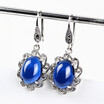 S925 sterling silver sapphire earrings Thailand vintage Ms Mark sai tai silver ear ring earrings