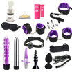18 PCS Multi-type Insert Tool SM Ball Sex Handcuffs Sex Whip Milk Clip Blindfolds Breast Pump Condom Lubricating Oil Set Private U