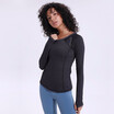 Quick Dry Training Gym Sport Long Sleeve Shirts Women V-Collar Slim Fit Fitness Jogger Blouse Tops with Thumb Holes