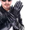 Hot Mens Fitted Real Leather Touch-Screen Gloves with Racing Driving Gloves