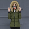 Cotton short style cotton-padded jacket hat 2018 winter new pure color thickened wool collar cotton clothes