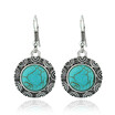 Retro Eardrop European&American Popular Earrings Round Turquoise Women Earrings Hanging Jewelry