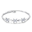 Flower Charm Friendship Bracelets For Women Clear Cubic Zirconia Wedding Jewelry Valentines Day Gift WHG56