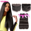 Mydiva Peruvian Straight Hair Lace Frontal with 3 Bundles 7A 100 Unprocessed Human Hair Extensions Straight Virgin Hair