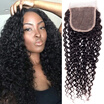 Brazilian Curly Closure 4x4 Swiss Lace Kinky Curly Closure Brazilian Human Hair Closures Three Part Closure 10-22 Inch