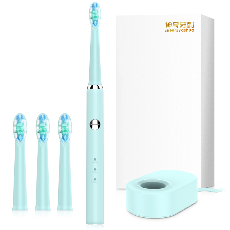 Magic Toothbrush S1 Sonic electric toothbrush send 4 brush head Wireless induction charging 31 days long continuous sound vibration deep cleaning blue