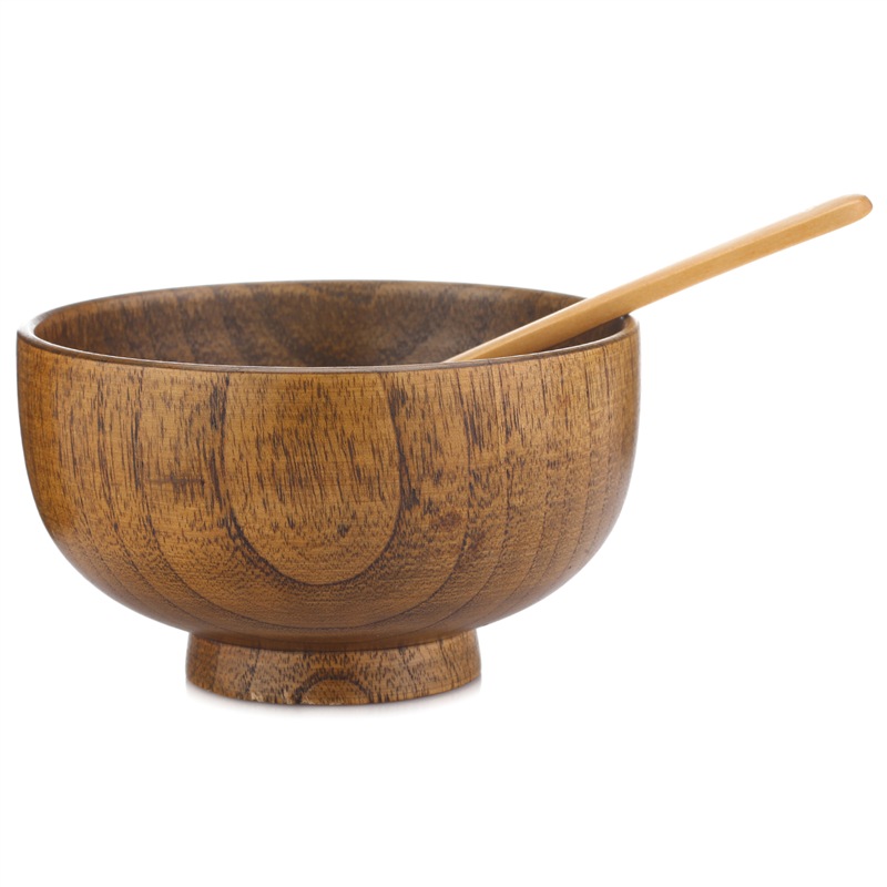 Jia Chi baby wooden bowl for young children dedicated wooden bowl gift wooden spoon