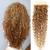 Virgin Brazilian Hair Kinky Curly Closure Free Part Afro Kinky Curly Lace Closure Honey Blonde Lace Closure