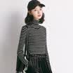 City plus CITYPLUS 2017 winter new art women&39s high collar stripes knitted bottoming shirt wild coat sweater CWYC17T167 white uniform