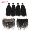 Alot Brazilian Virgin Kinky Curly Hair 13x4 Ear To Ear Lace Frontal Closure with 4 Bundle Human Hair Weave Can Be Dyed 5PcsLot