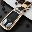 Di Galen 17 new Audi A4L special metal car key bag Audi Q7 car key case protective cover leather key ring moonlight silver