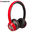 Monster Ntune Smart Headphones with Headset Portable Headset Phone Earphones Subwoofer Fashionable Street Music Headphones Pretty Red