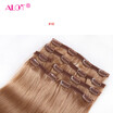 ALot Hair Brazilian Virgin Human Hair Extensions Clip in Straight Hair 7pcs Set 100gPackage 18 inch 18 22 24 60 613