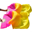 1 Pair Dance Fans Bamboo Ribs Natural Silk Stage Performance Props Dye Fans Women Belly Dance Silk Fans Royal RoseOrangeYellow