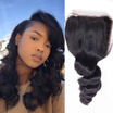 Peruvian Virgin Hair Loose Wave Hair Closure 1 Piece Human Hair Lace Closure 44