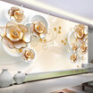 Custom 3D Mural Wallpaper European Style Stereoscopic Relief Golden Flowers Living Room Sofa Bedroom TV Background Wall Display