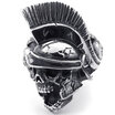 Hpolw Mens Stainless Steel Ring Gothic Knight Helmet Skull Black Silver